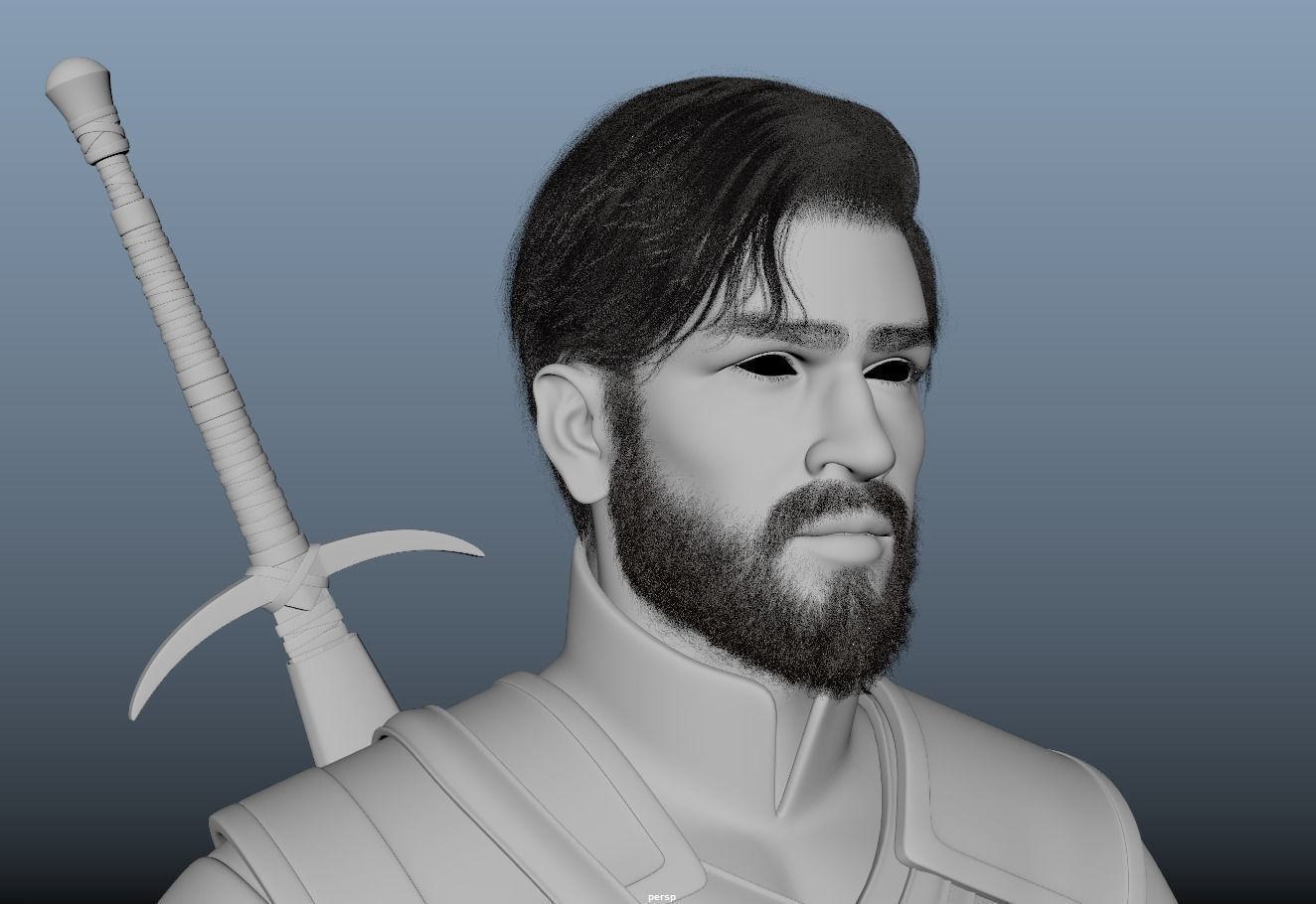 Warrior Game Character Low-poly 3D model_16