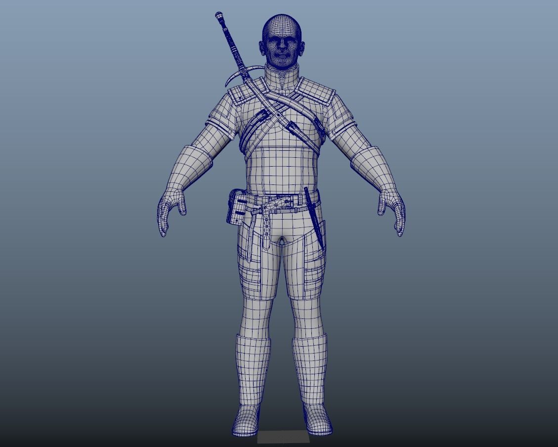 Warrior Game Character Low-poly 3D model_13