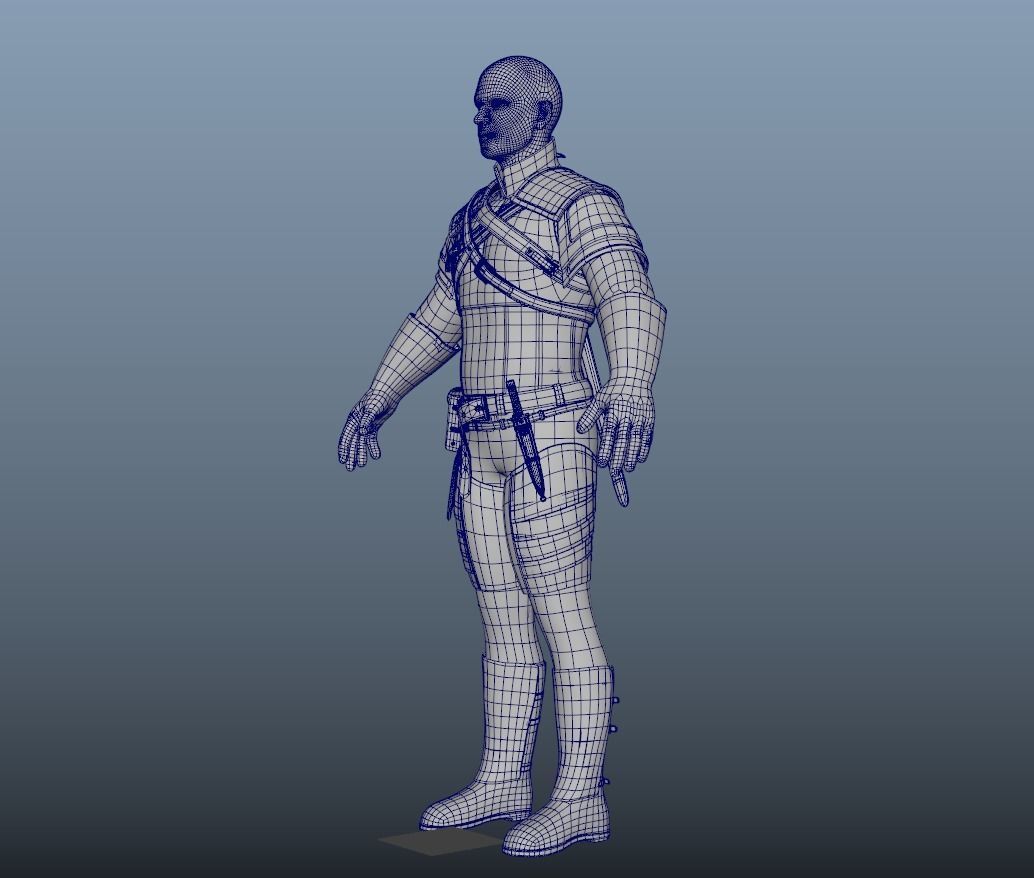Warrior Game Character Low-poly 3D model_14