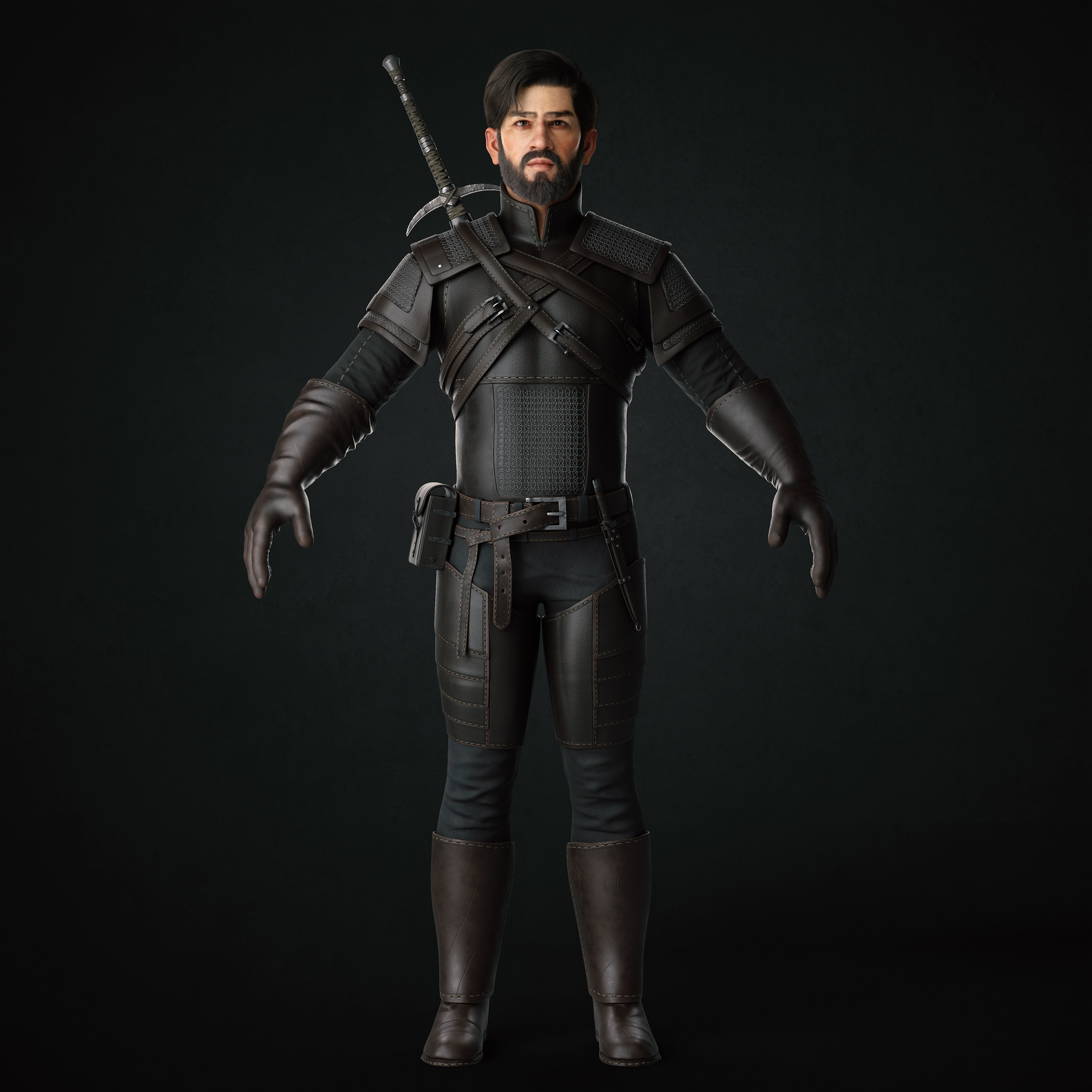 Warrior Game Character Low-poly 3D model_3