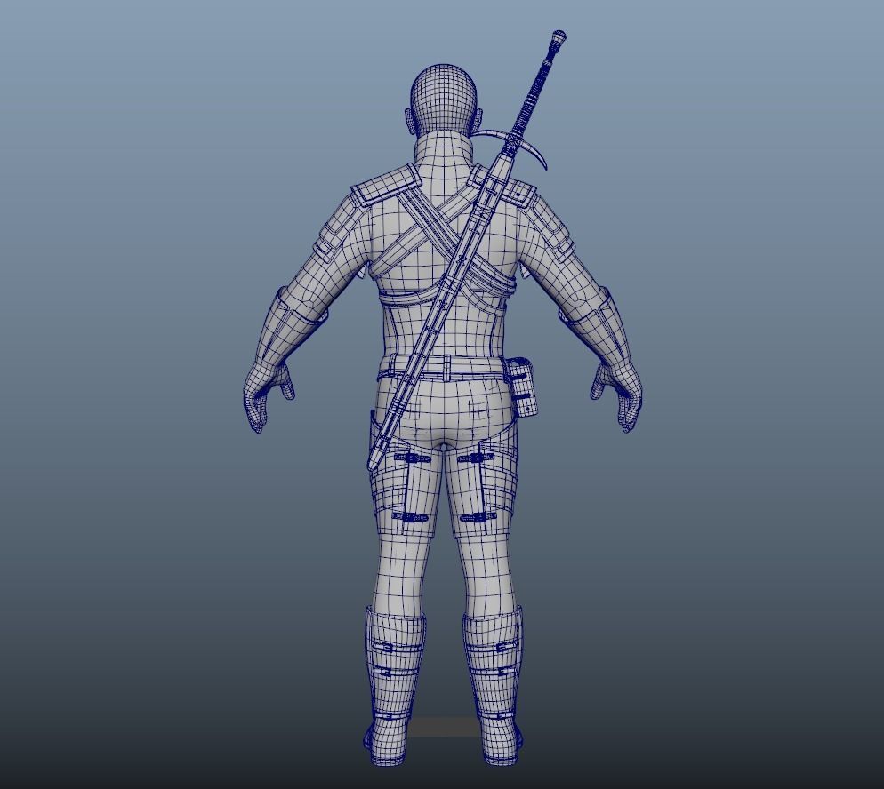 Warrior Game Character Low-poly 3D model_11