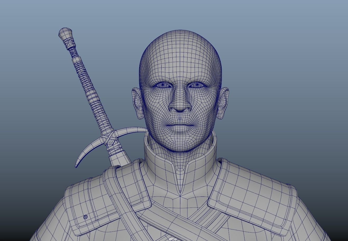 Warrior Game Character Low-poly 3D model_6