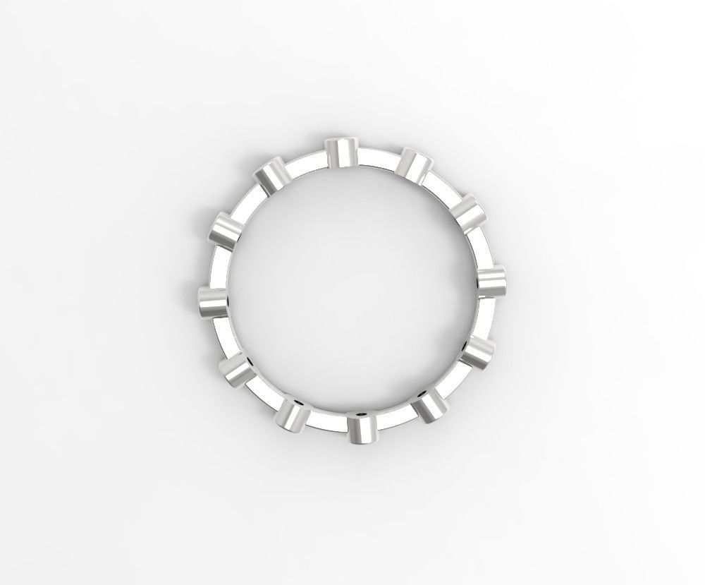 Digital Ring Jewelry Silver Round Gemstones Band Ring Jewelry 3D print model_3