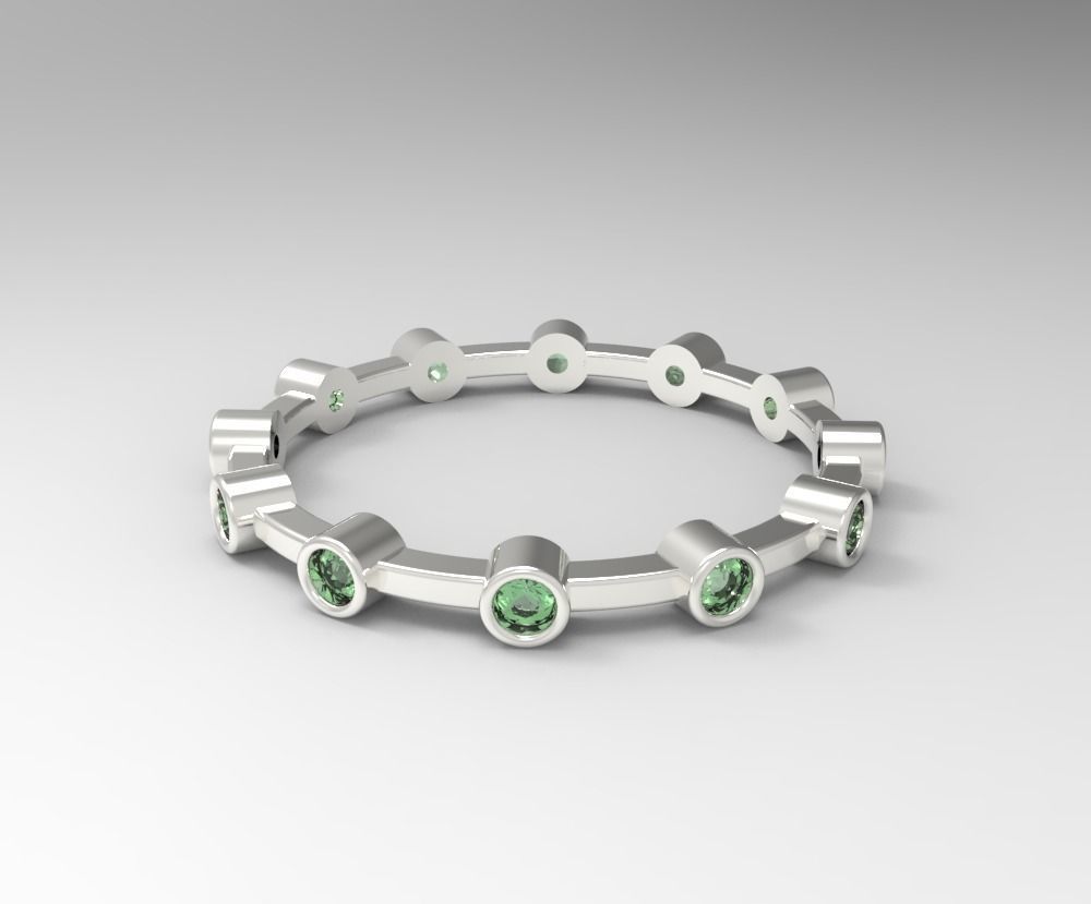 Digital Ring Jewelry Silver Round Gemstones Band Ring Jewelry 3D print model_13