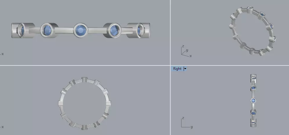 Digital Ring Jewelry Silver Round Gemstones Band Ring Jewelry 3D print model_0