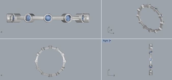 Digital Ring Jewelry Silver Round Gemstones Band Ring Jewelry 3D print model