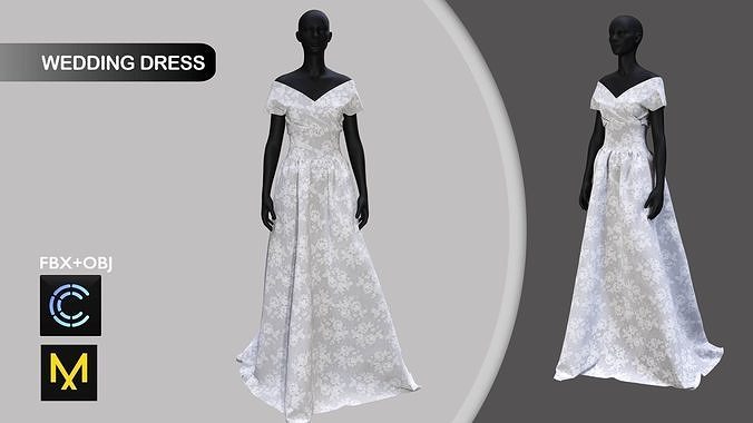 Wedding Dress Marvelous Designer 3D model