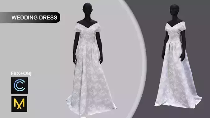 Wedding Dress Marvelous Designer 3D model