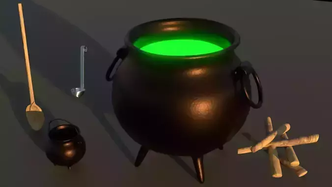 Smokey Halloween Cauldron Free low-poly 3D model