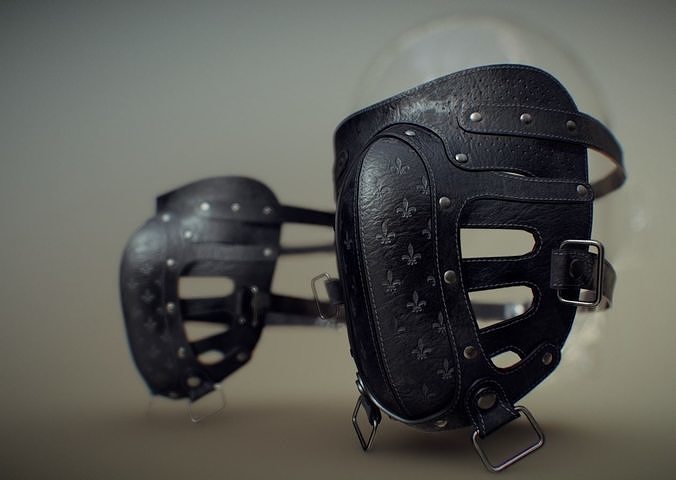 Leather face mask bondage blindfold Low-poly 3D model