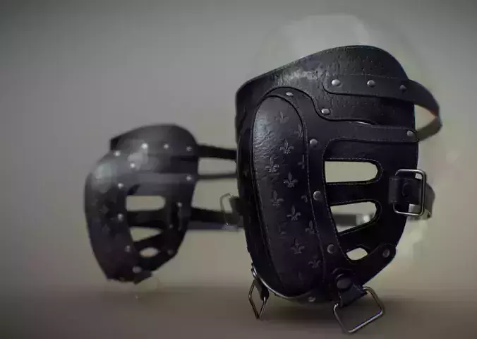 Leather face mask bondage blindfold Low-poly 3D model