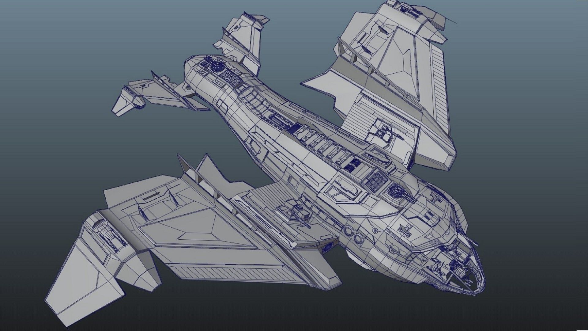 Star Fighter - Rigged-High Resolution Textured - include inside Low-poly 3D model_32
