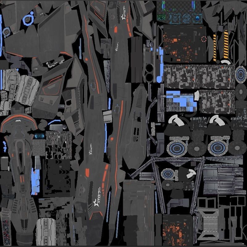 Star Fighter - Rigged-High Resolution Textured - include inside Low-poly 3D model_37