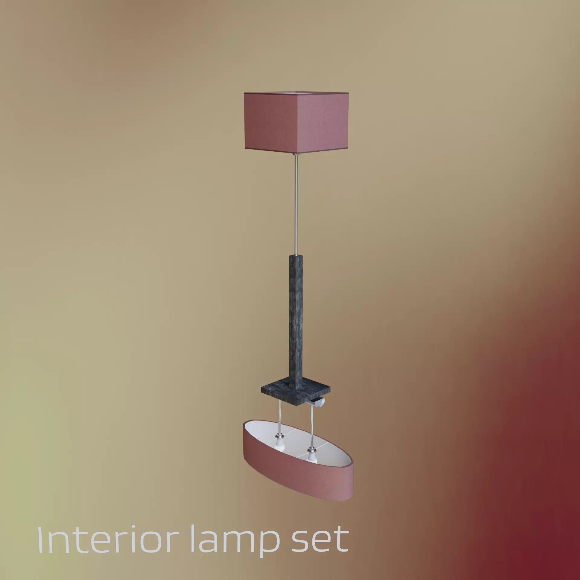Set of interior lamps Low-poly 3D model_0