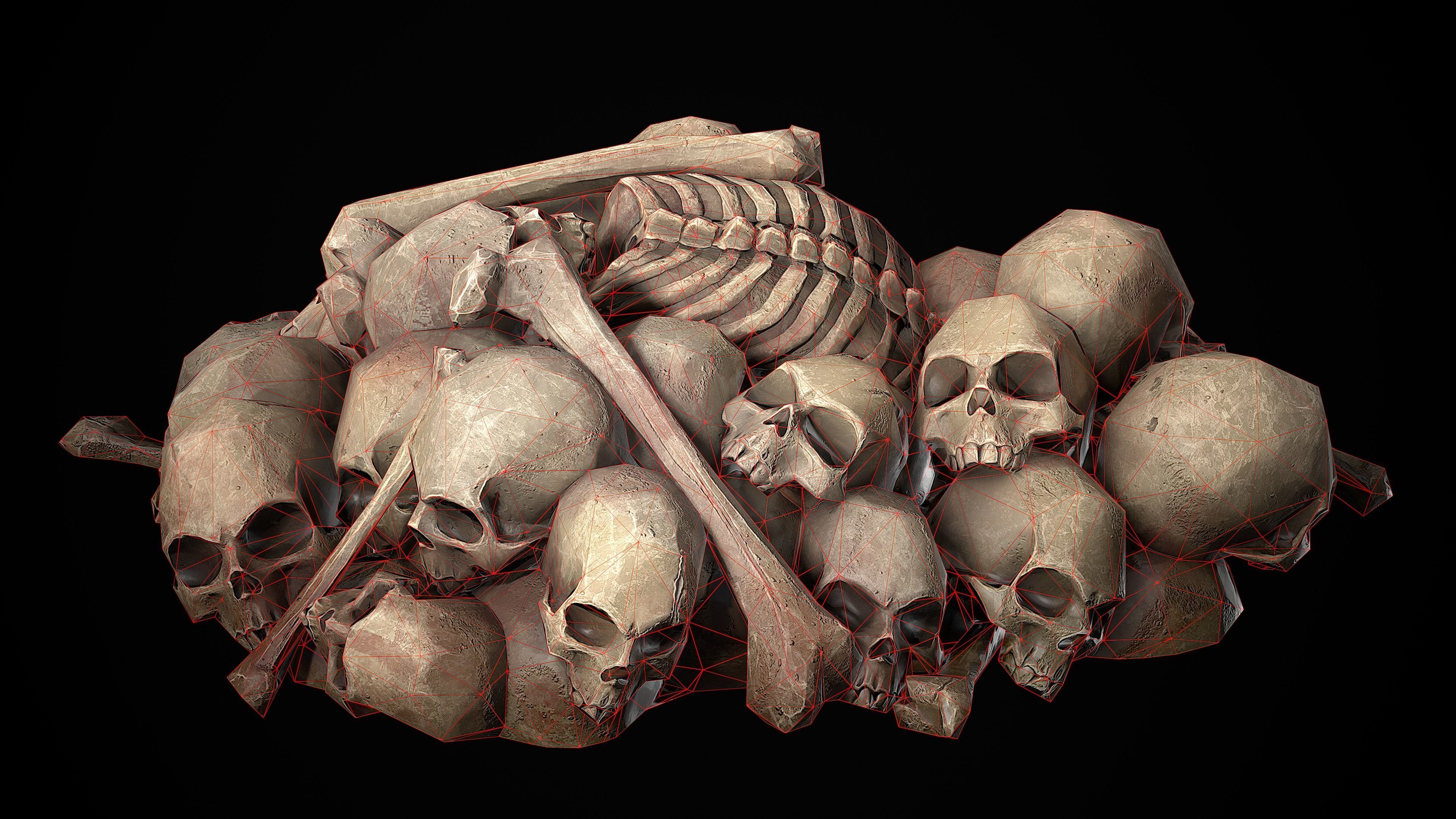 Pile of bones Low-poly 3D model_21