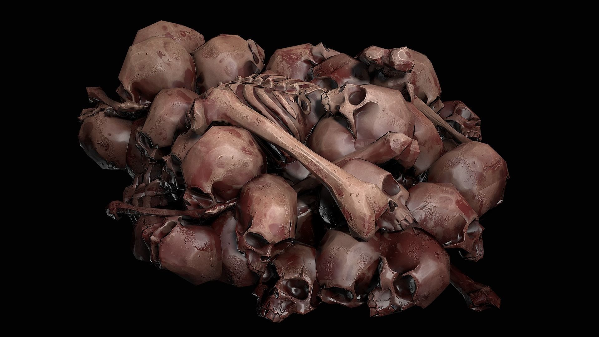 Pile of bones Low-poly 3D model_6