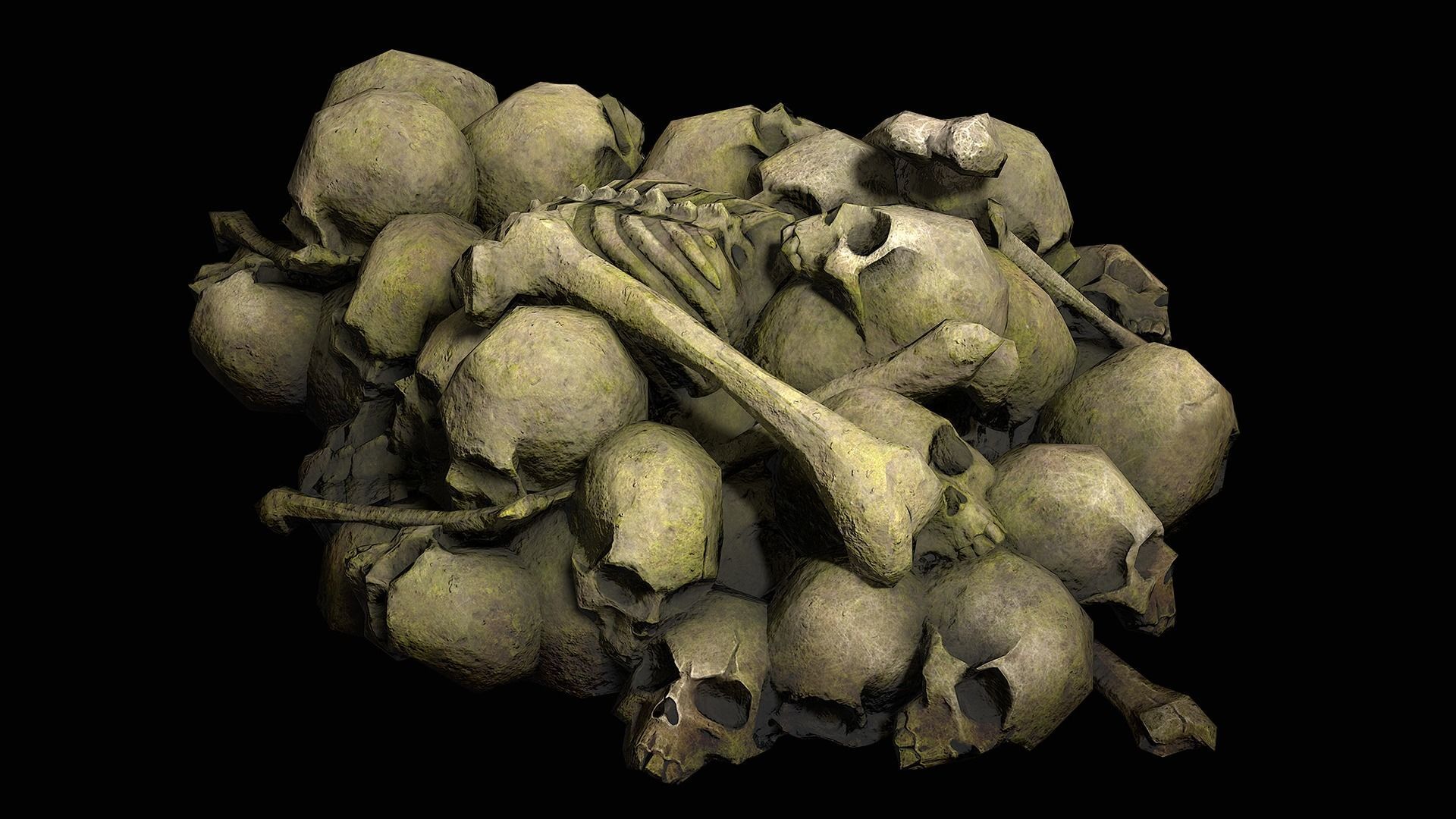 Pile of bones Low-poly 3D model_7