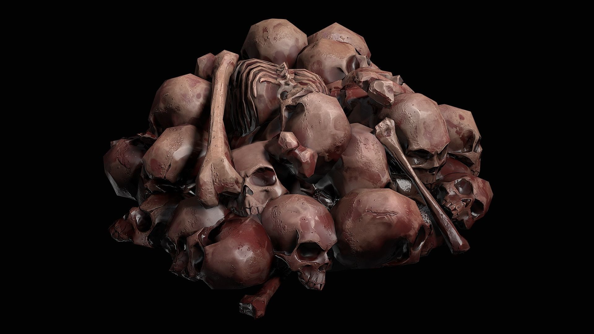 Pile of bones Low-poly 3D model_9