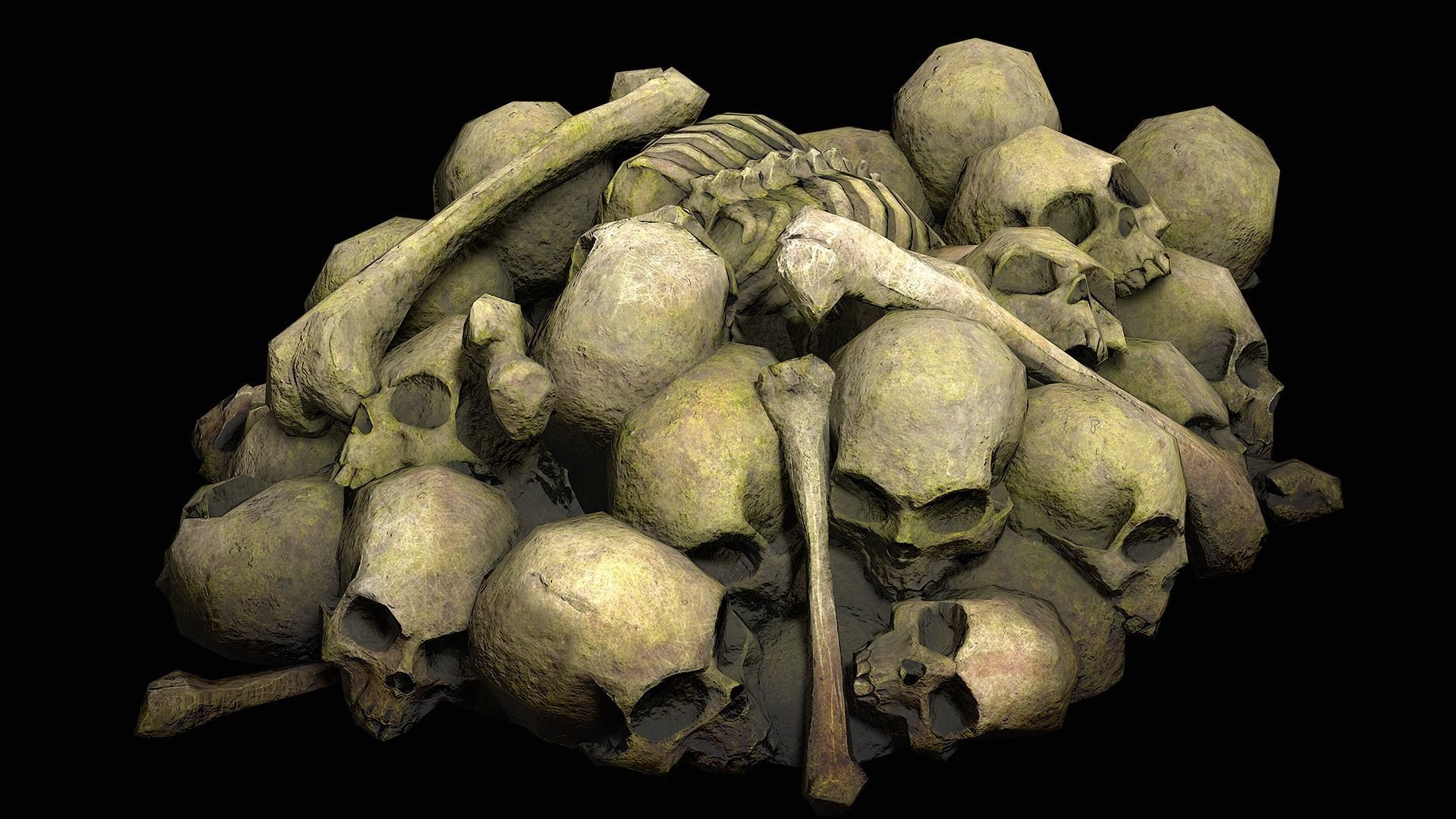 Pile of bones Low-poly 3D model_13