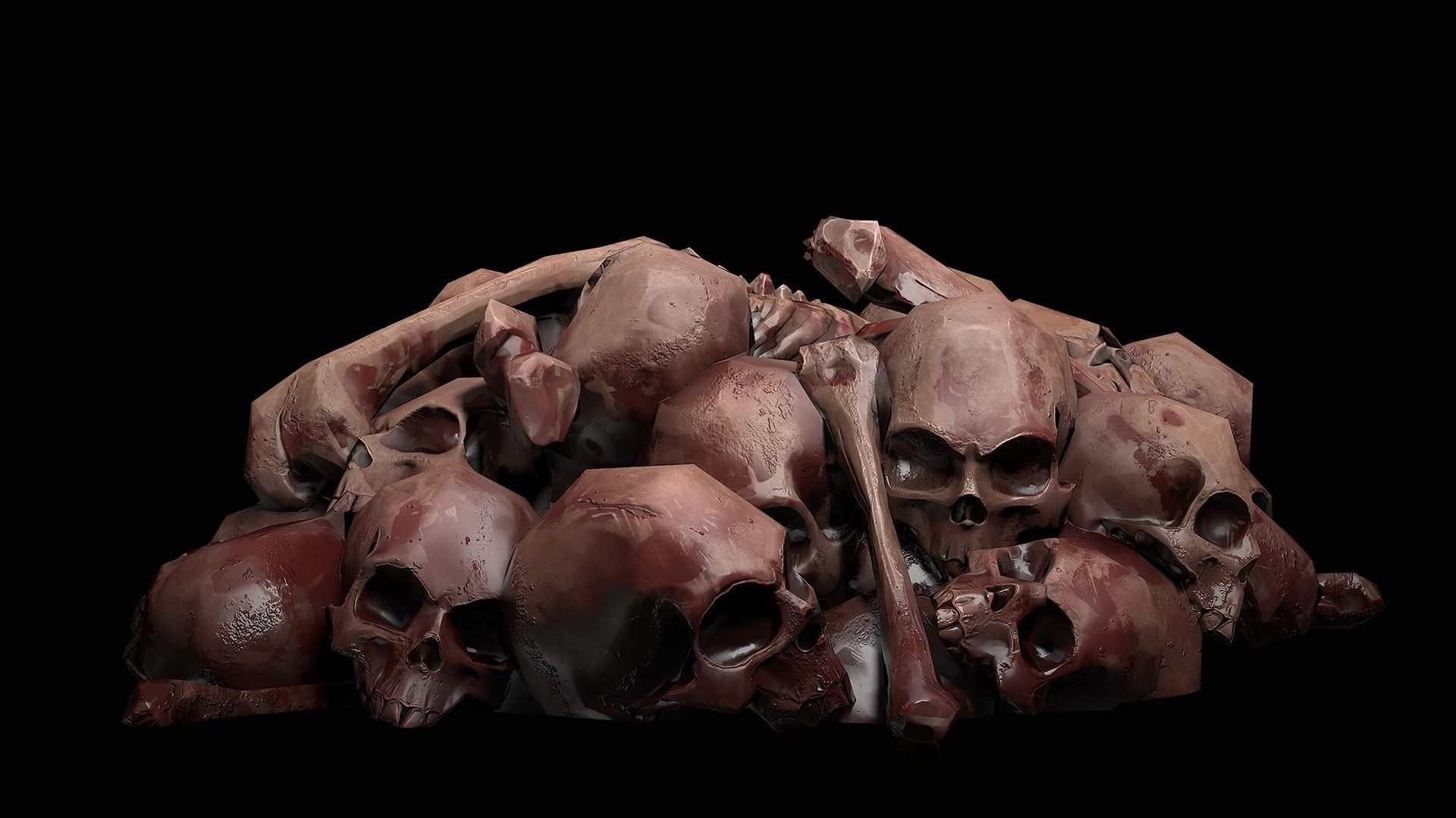 Pile of bones Low-poly 3D model_15