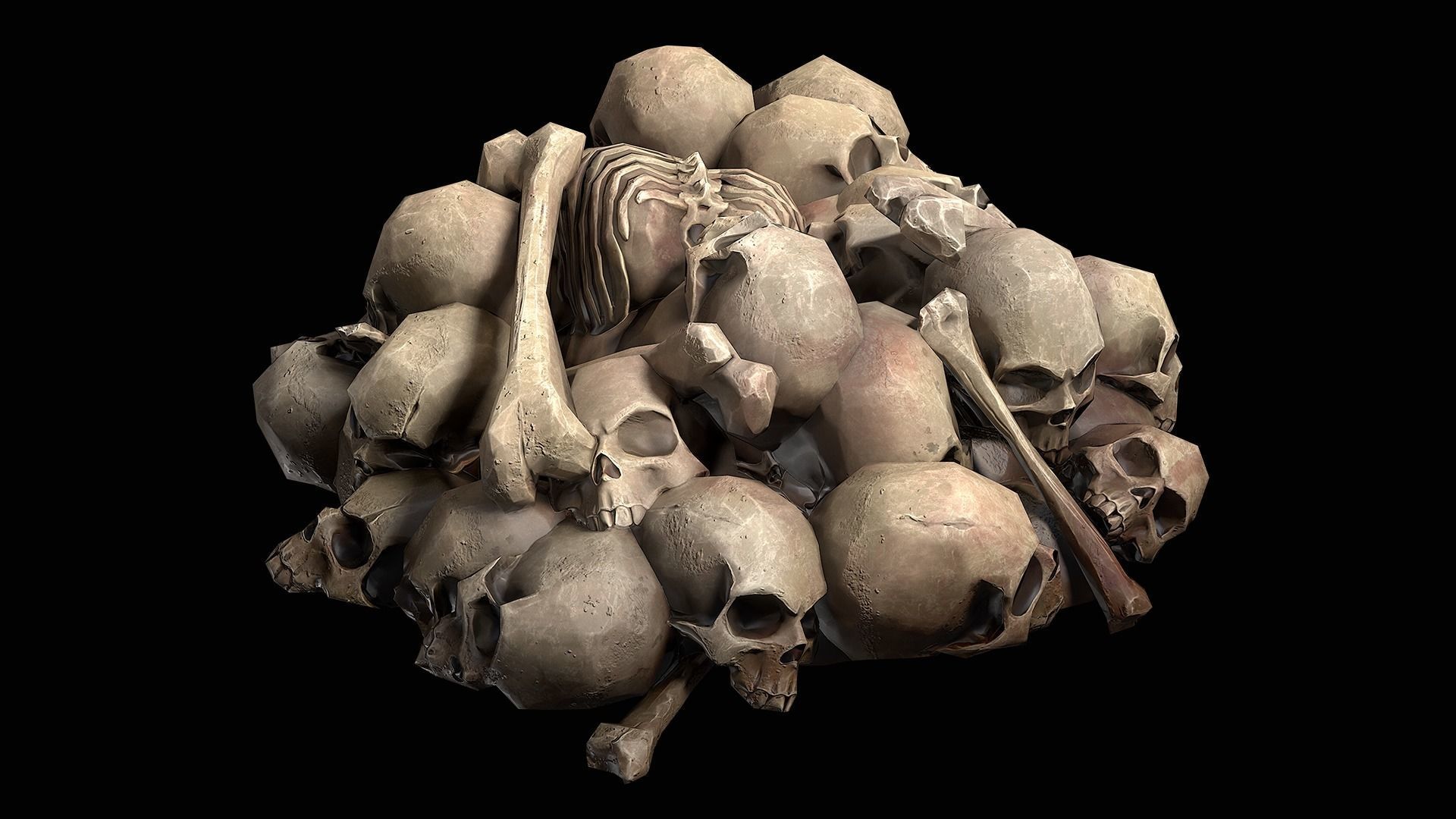 Pile of bones Low-poly 3D model_8
