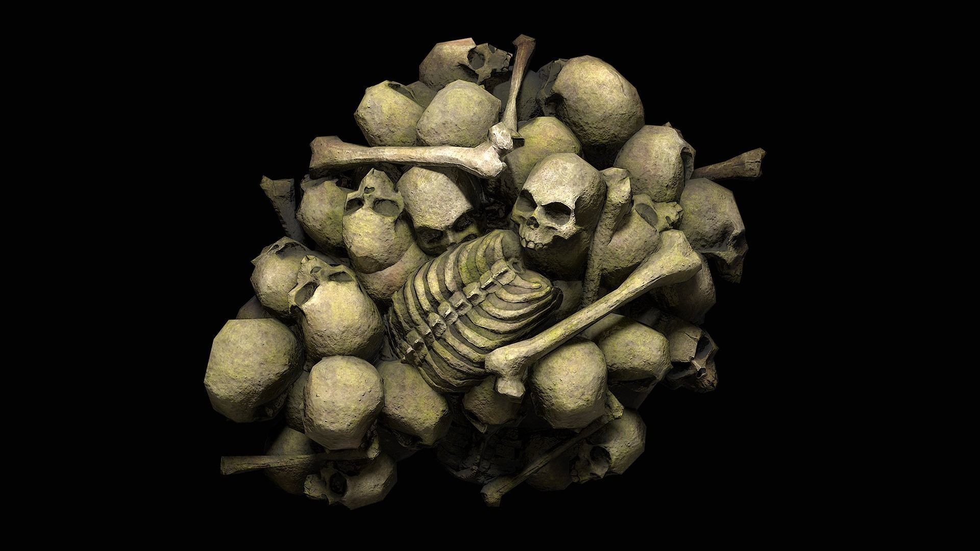 Pile of bones Low-poly 3D model_19
