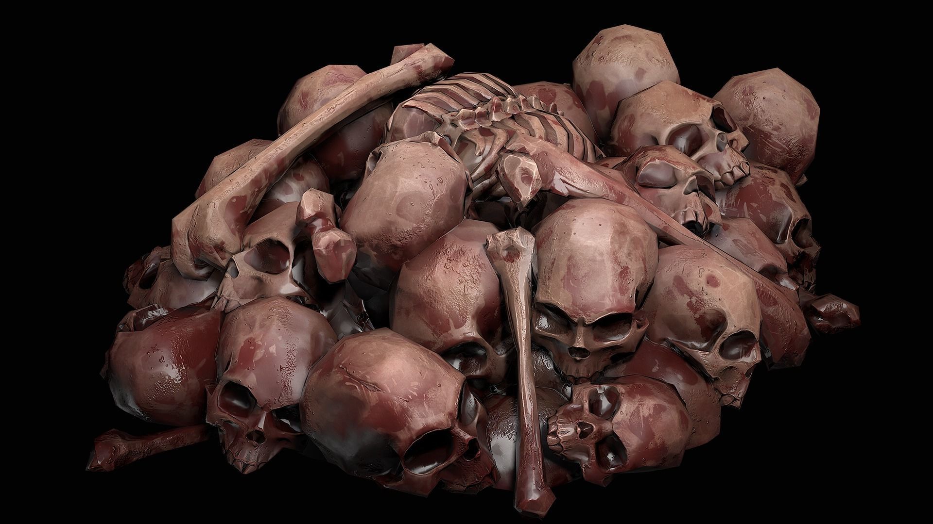 Pile of bones Low-poly 3D model_12