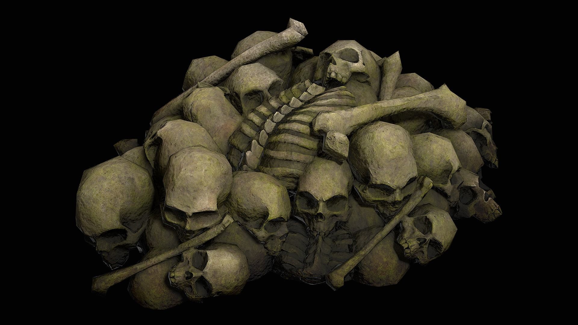 Pile of bones Low-poly 3D model_3