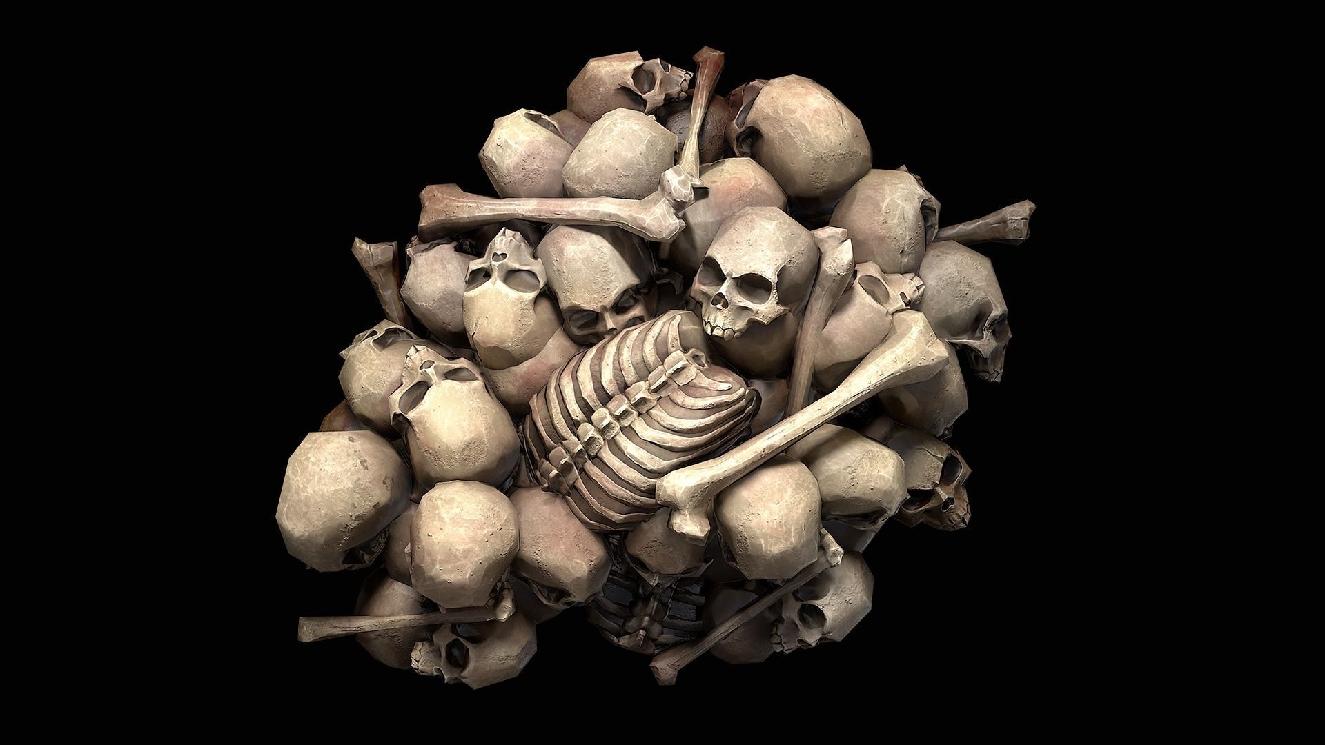 Pile of bones Low-poly 3D model_17