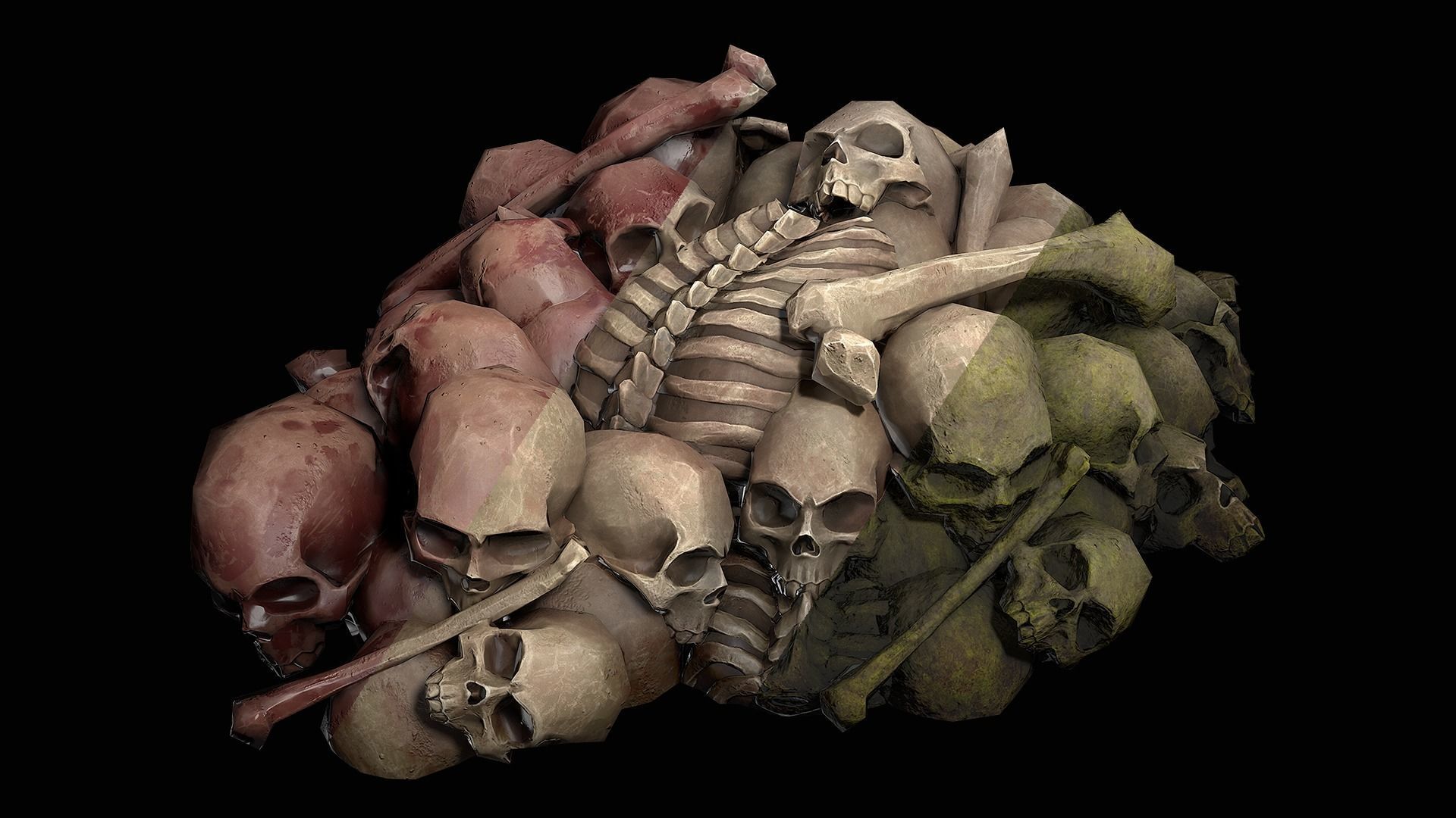 Pile of bones Low-poly 3D model_1
