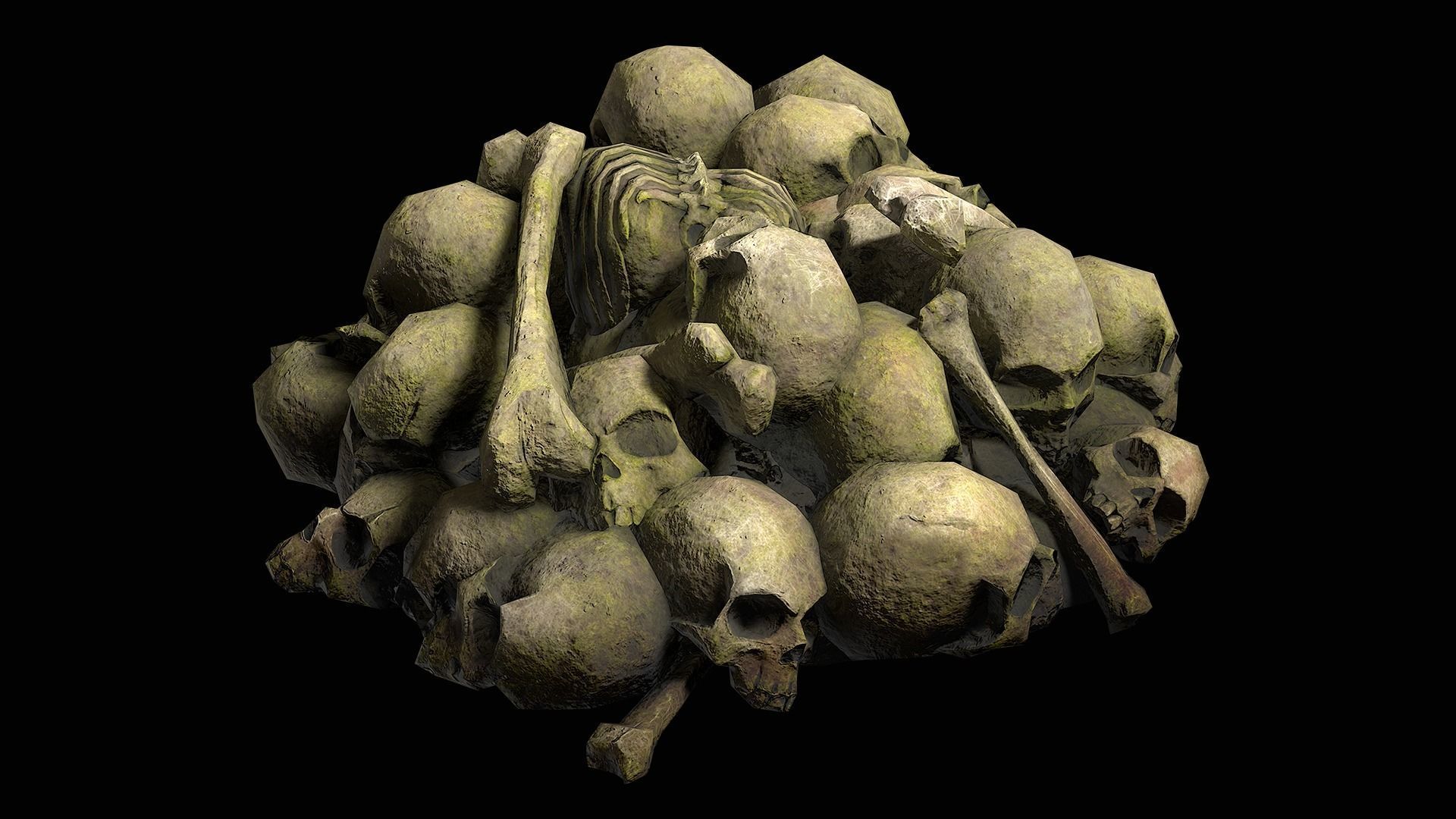 Pile of bones Low-poly 3D model_10