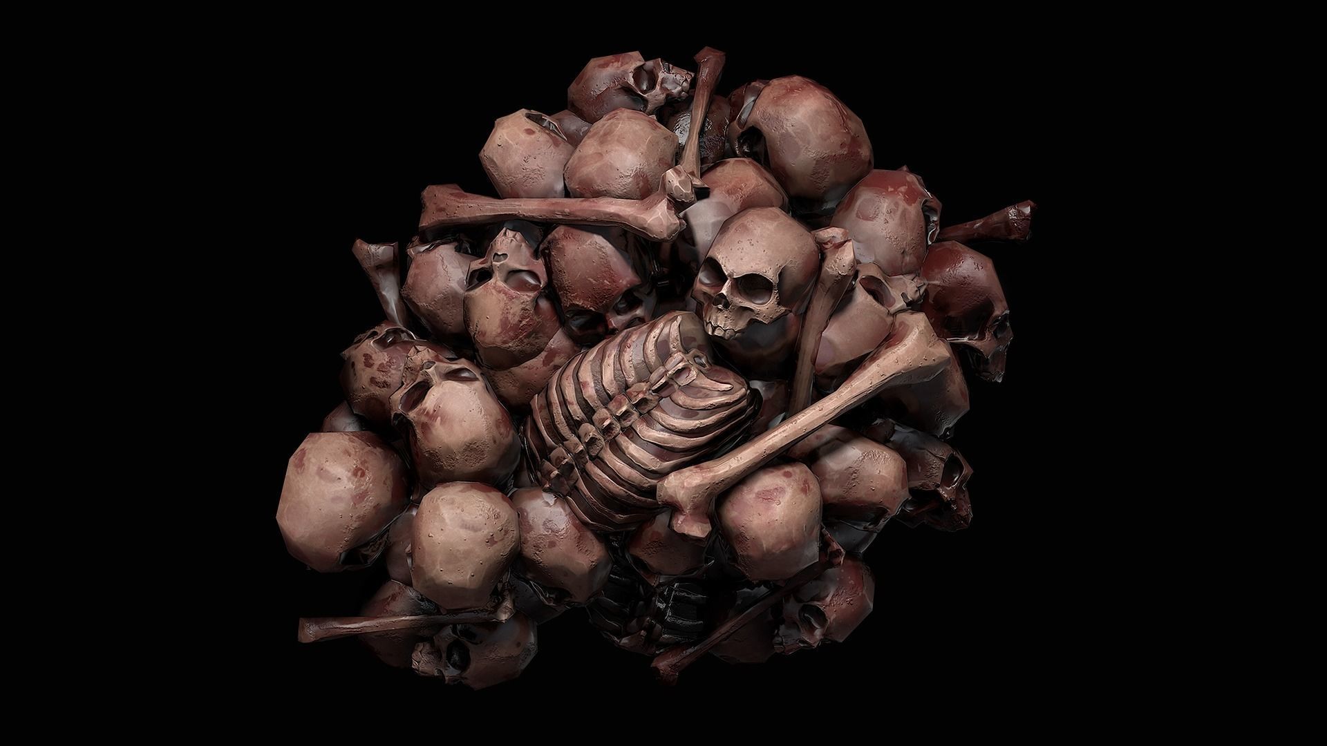 Pile of bones Low-poly 3D model_18