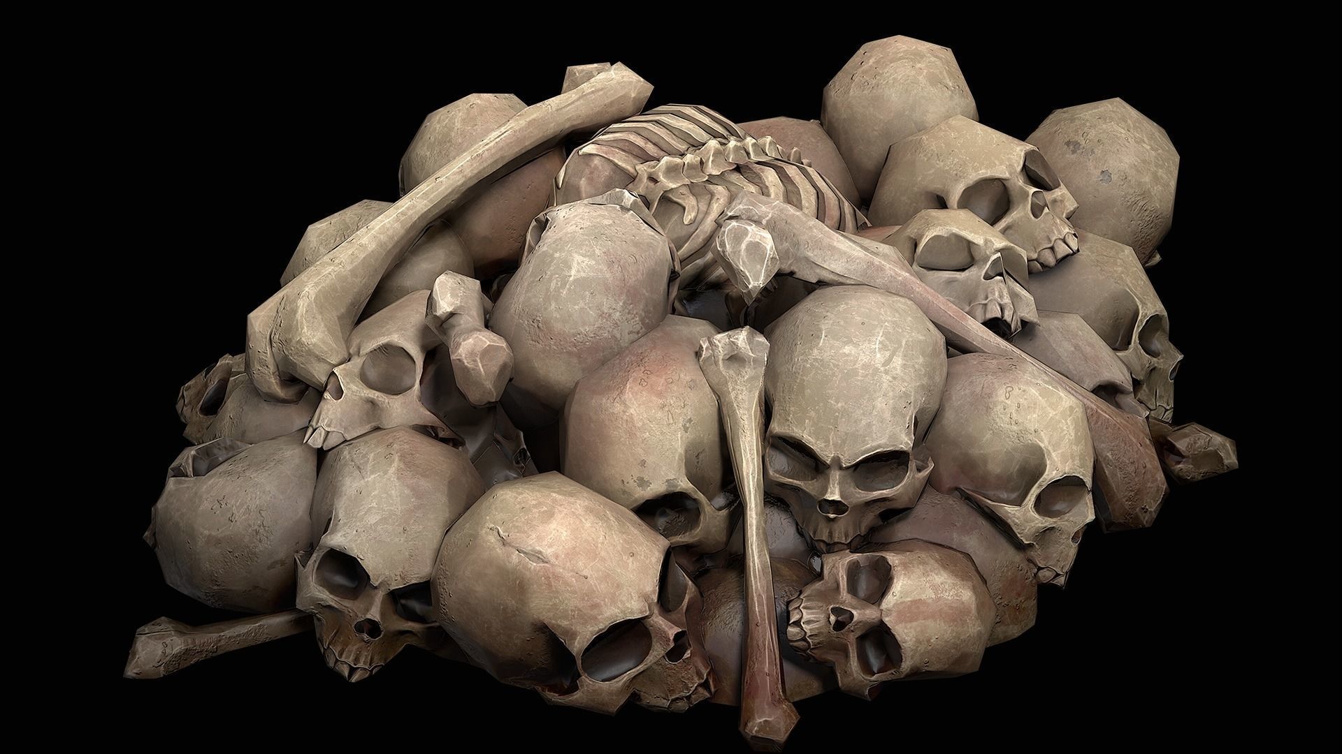 Pile of bones Low-poly 3D model_11