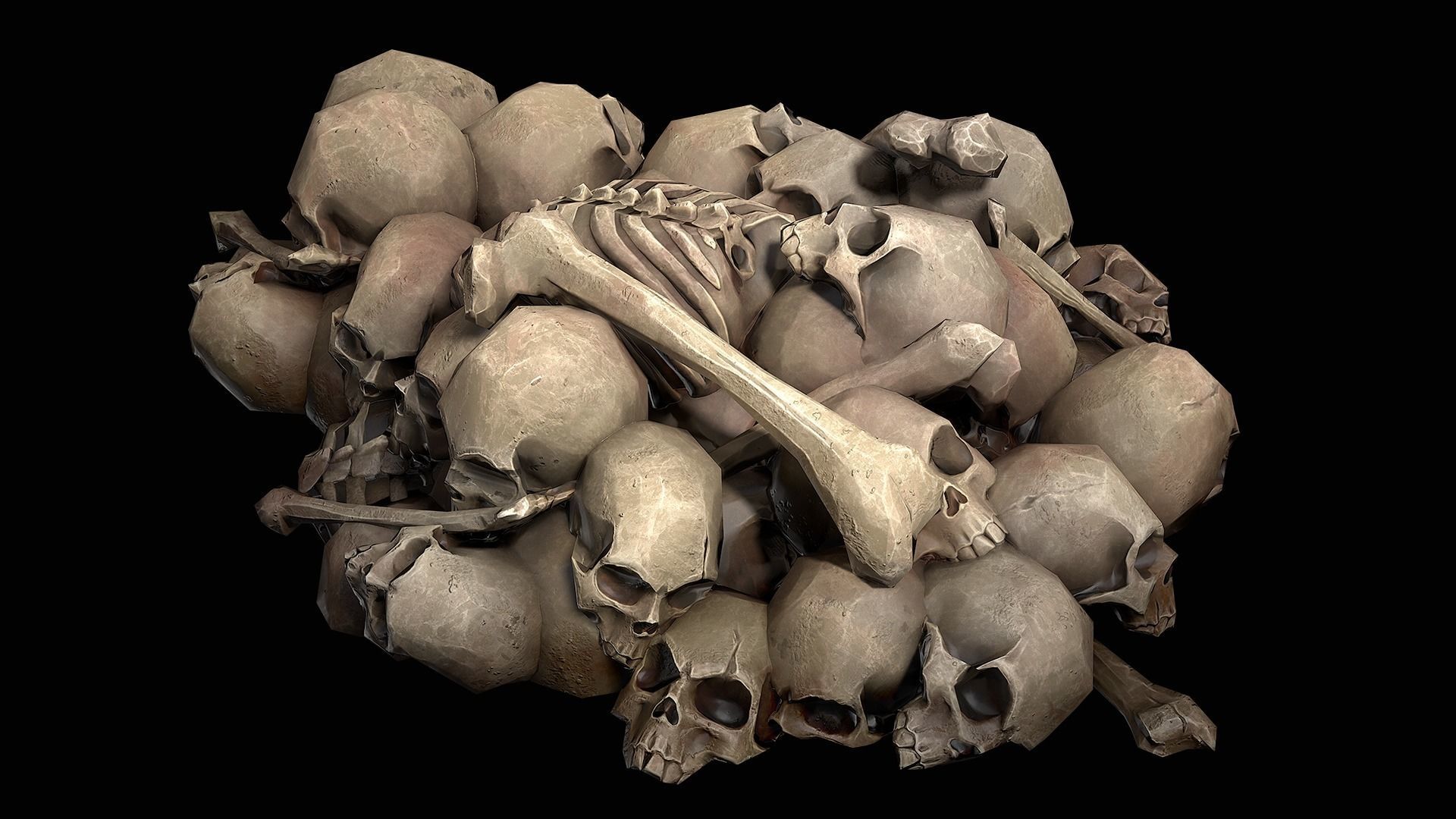Pile of bones Low-poly 3D model_5
