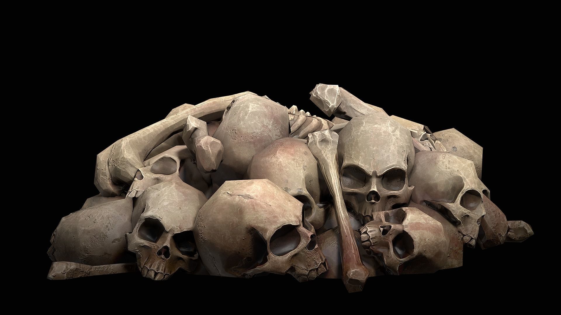 Pile of bones Low-poly 3D model_14