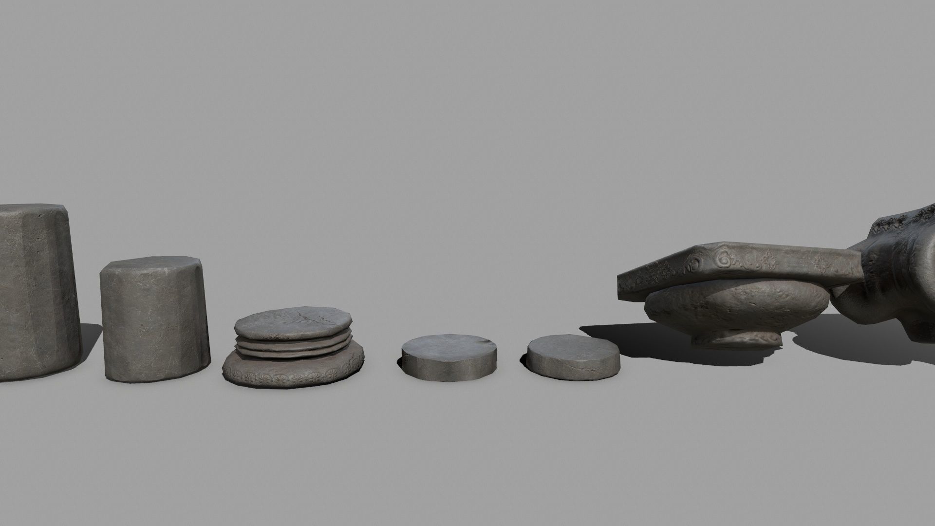 Pillar Set three columns Low-poly 3D model_11