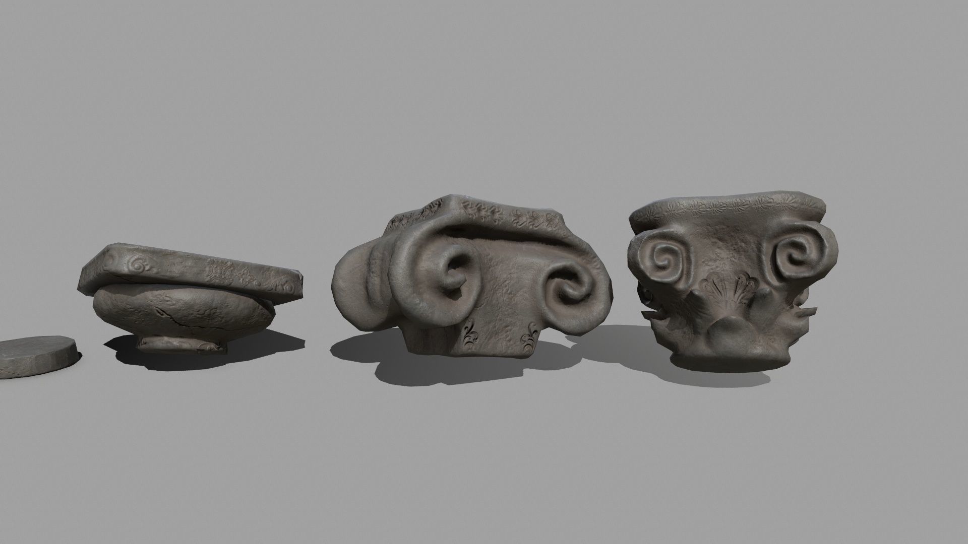 Pillar Set three columns Low-poly 3D model_13