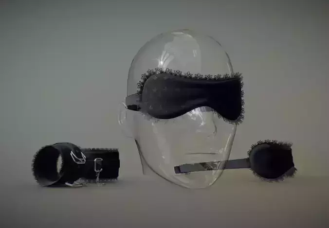 Black fabric Blindfold and Cuffs set