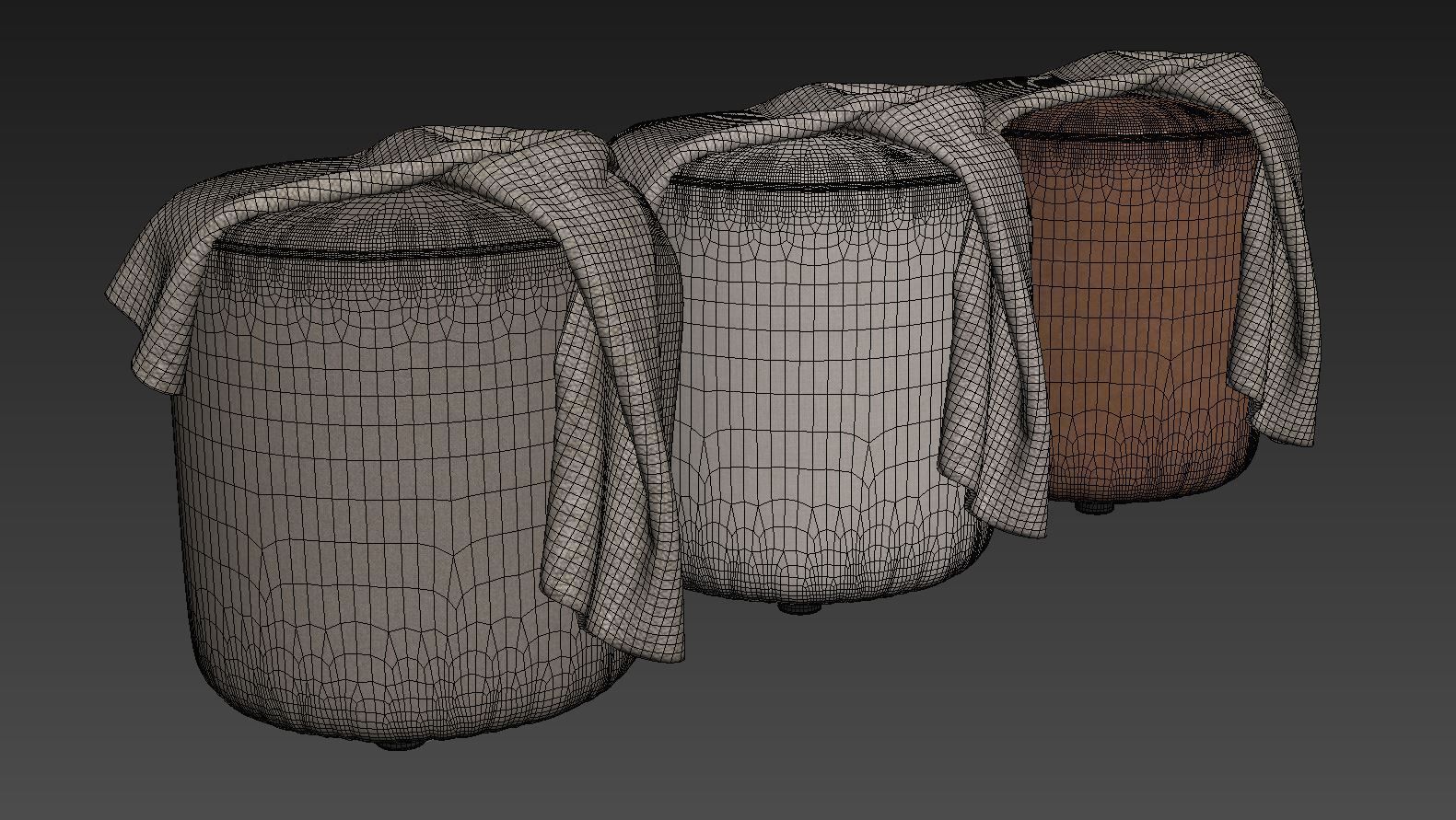 Isla Fabric and leather Ottoman by Westelm 3D model_8