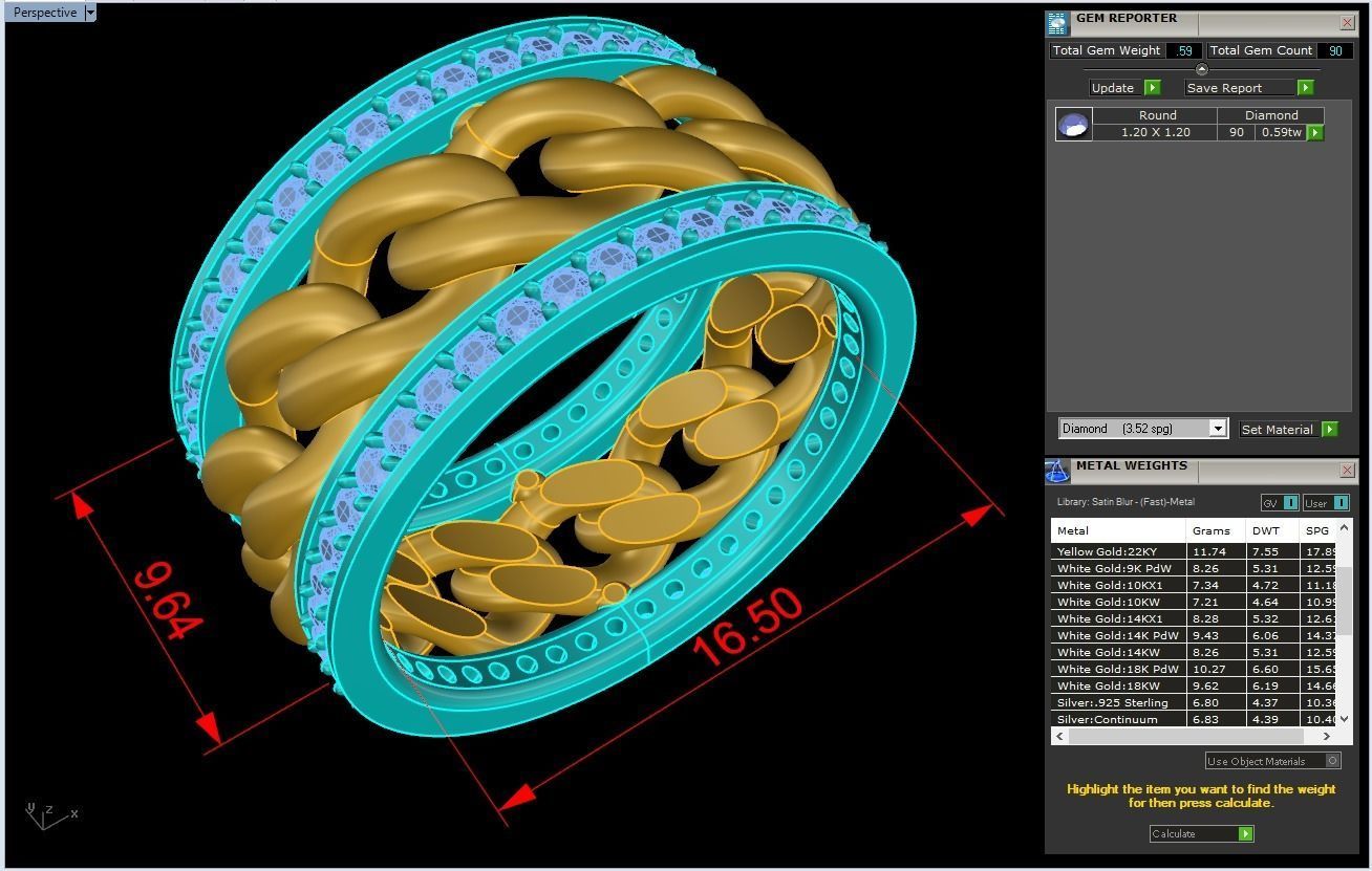 Chain Diamond ring - Miami Cuban ring - N8531 size 6 3D print model_10