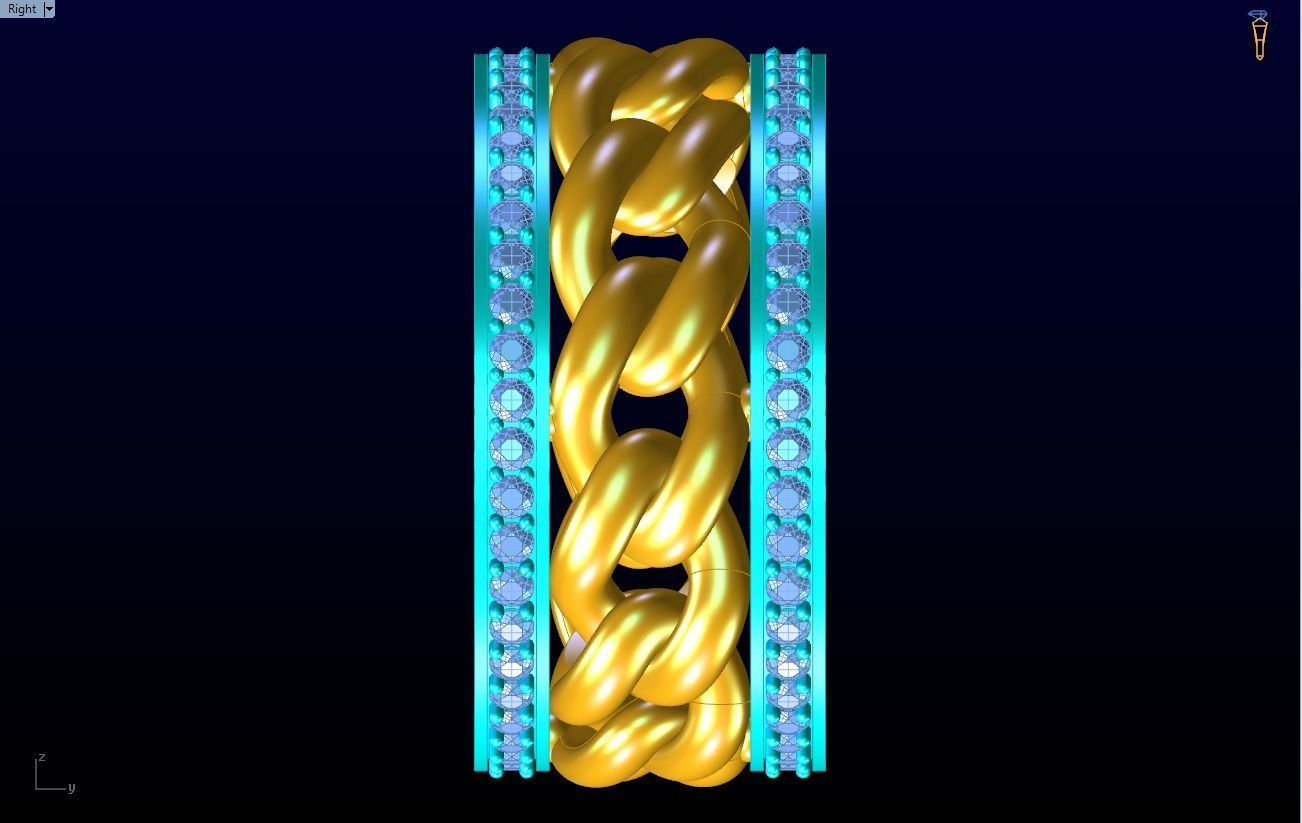 Chain Diamond ring - Miami Cuban ring - N8531 size 6 3D print model_13