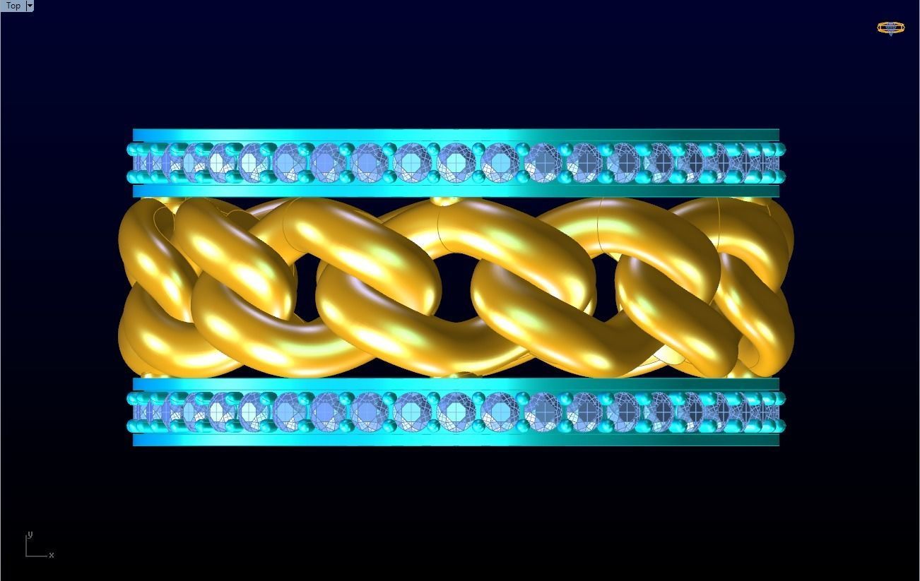 Chain Diamond ring - Miami Cuban ring - N8531 size 6 3D print model_12