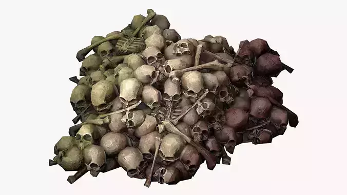 Pile of Bones and Skulls Low-poly 3D model