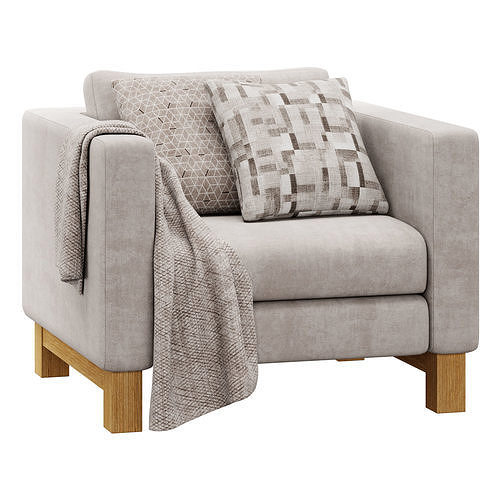 Pacific Armchair with Wood Legs by Crate and barrel 3D model