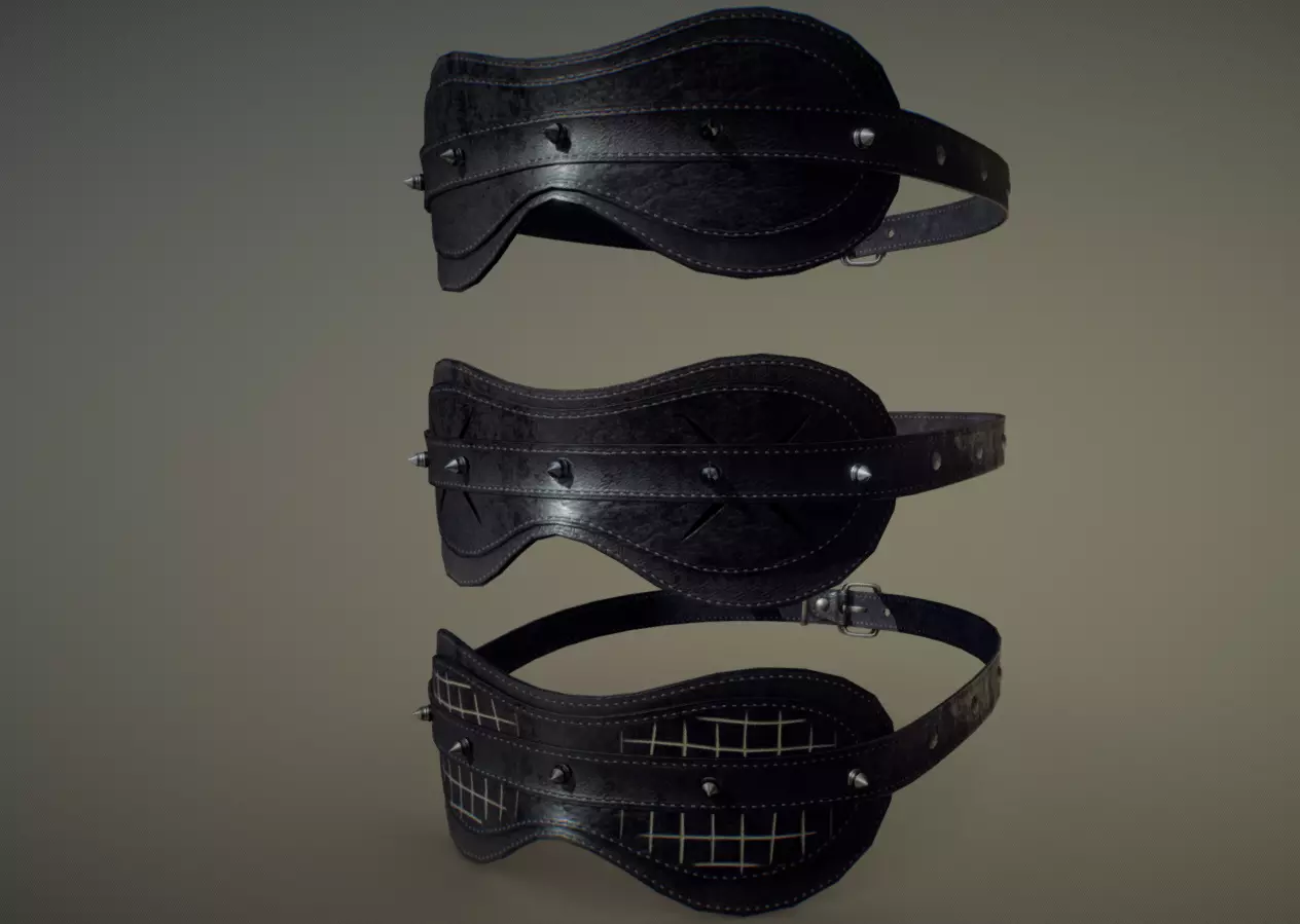 Black Spike blindfold strap set Low-poly 3D model