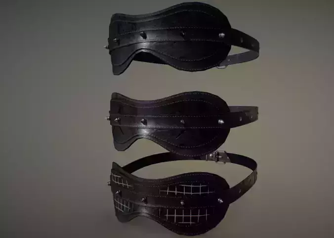 Black Spike blindfold strap bondage set Low-poly 3D model