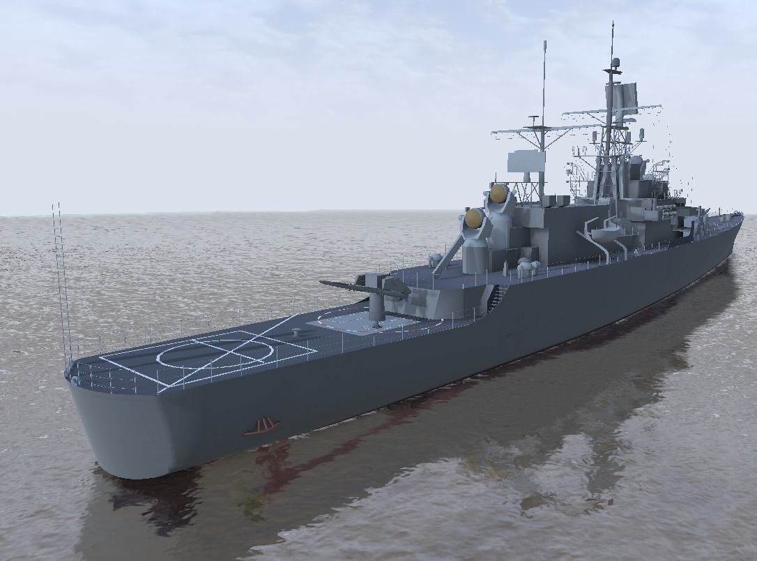 USS Bainbridge CGN-25 3d model low-poly Low-poly 3D model_10