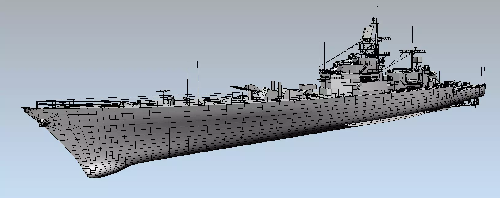 USS Bainbridge CGN-25 3d model low-poly Low-poly 3D model_0