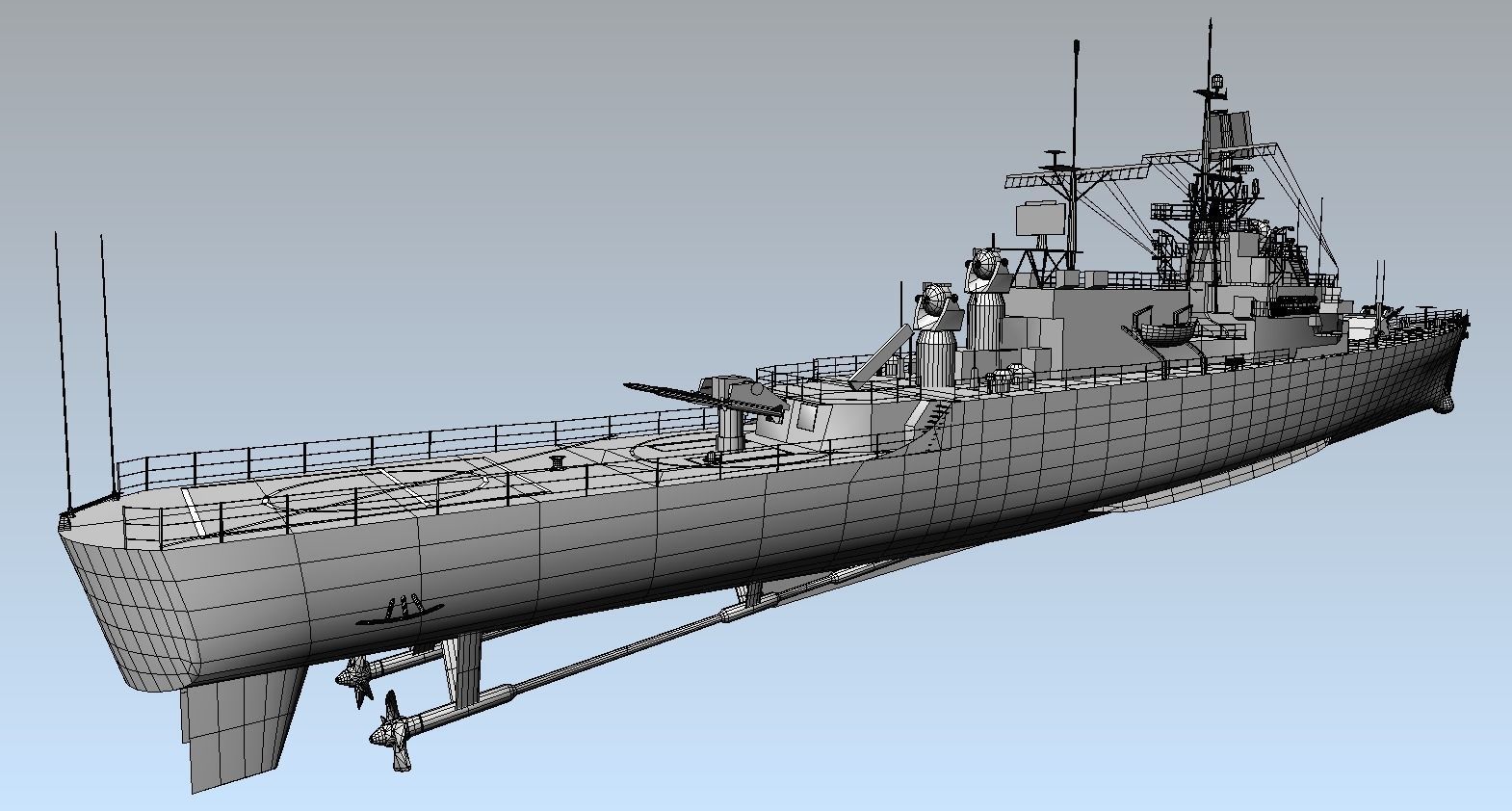 USS Bainbridge CGN-25 3d model low-poly Low-poly 3D model_6
