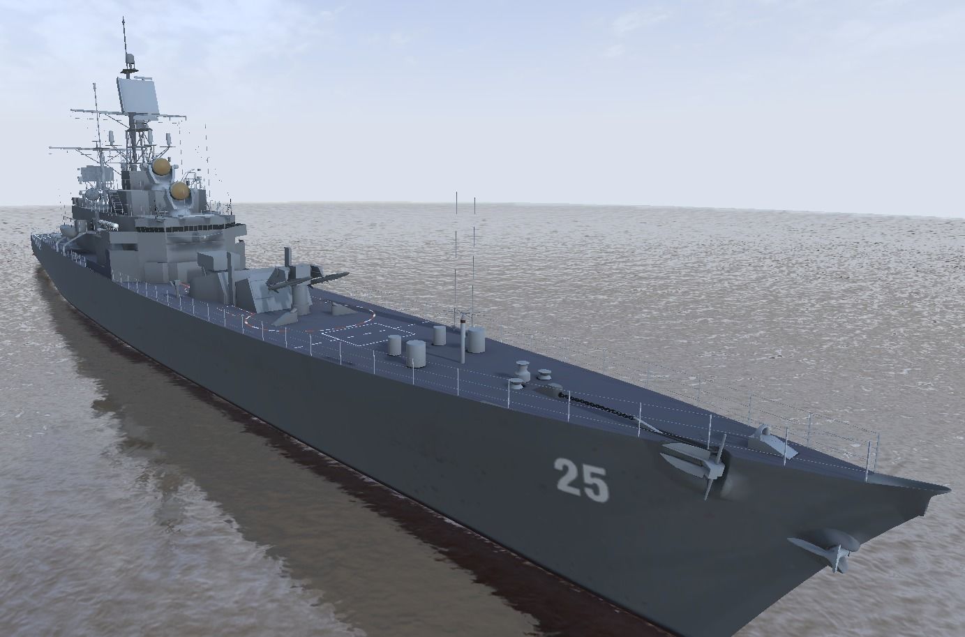 USS Bainbridge CGN-25 3d model low-poly Low-poly 3D model_1